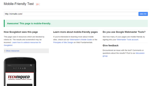 Mobile friendly website