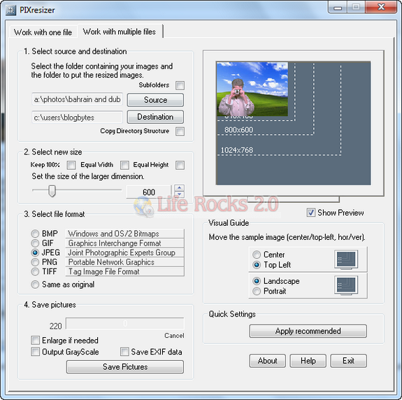 Multiple file resize