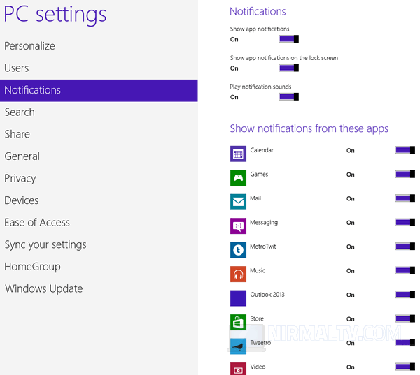 Notifications for apps