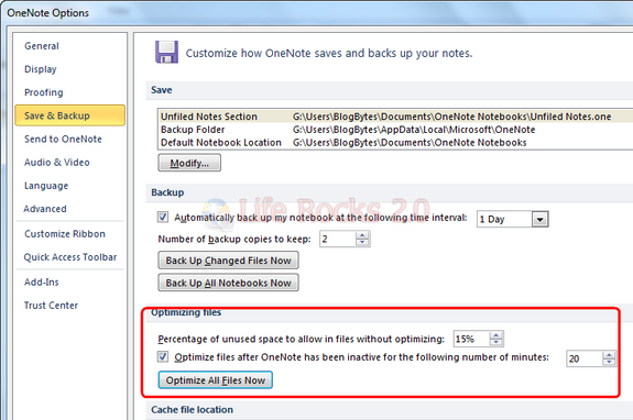 Optimize OneNote