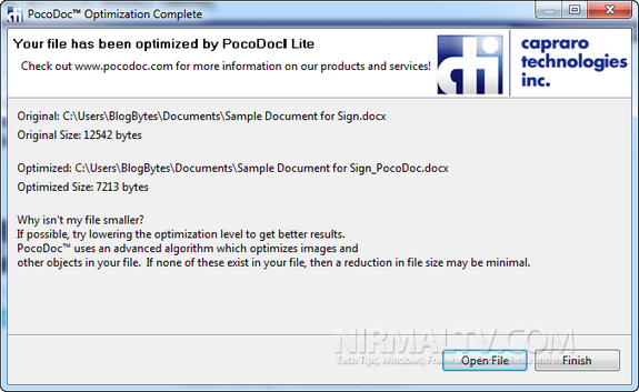 Optimized file Optimized file