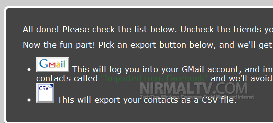 Option after exporting