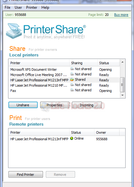 printer share