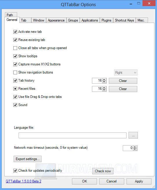 QTTab options