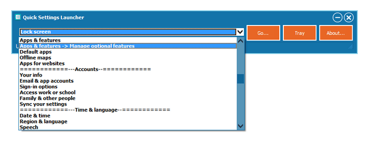 Settings Quick Launcher