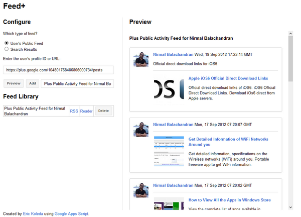RSS feeds for Google 