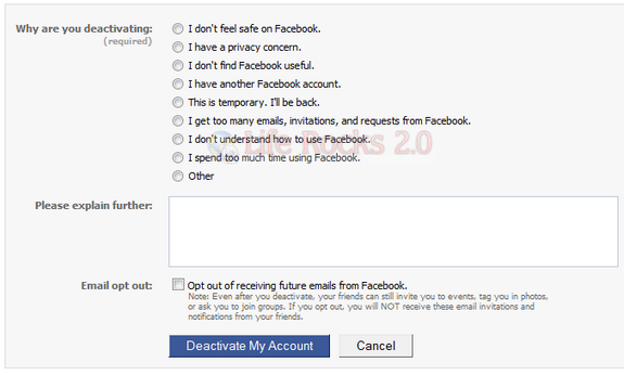 Reason to deactivate