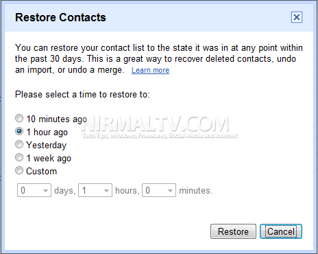 Restore Contacts