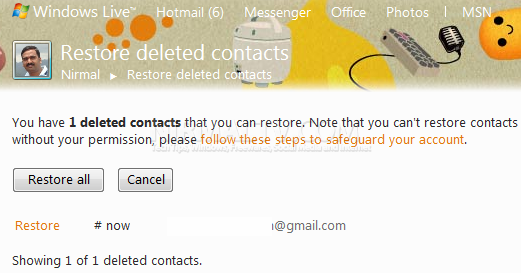 Restore Deleted Contacts