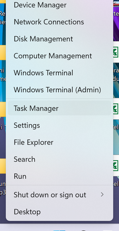 Right click start menu