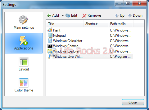 SE Tray Settings