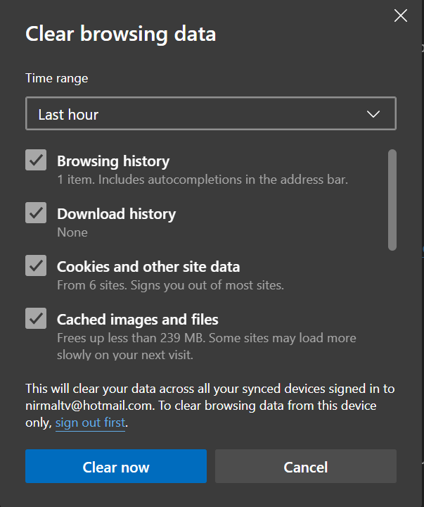 Clear Browsing Data on Microsoft Edge