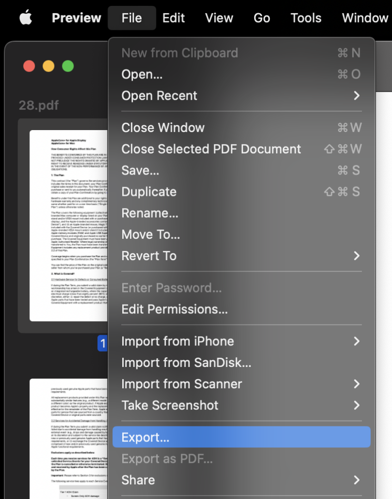Password Protect a PDF file on macOS