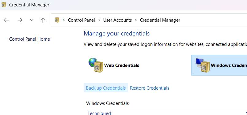 Credential Manager in Windows 11