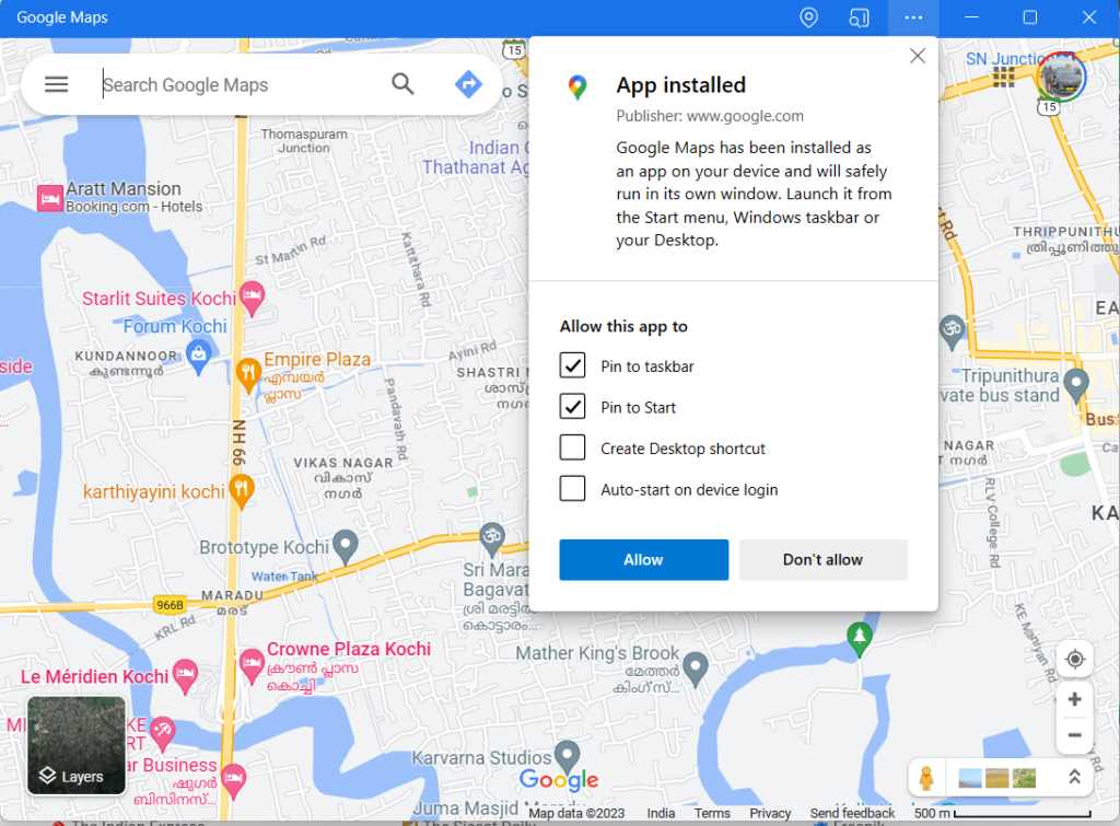 Install Google Maps on Windows 11