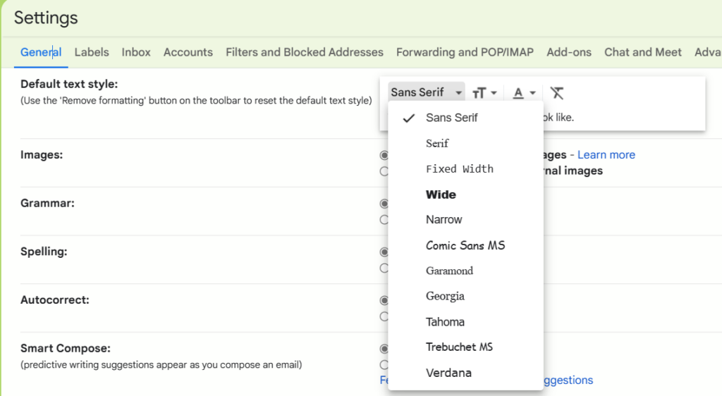 Change Font Style in Gmail