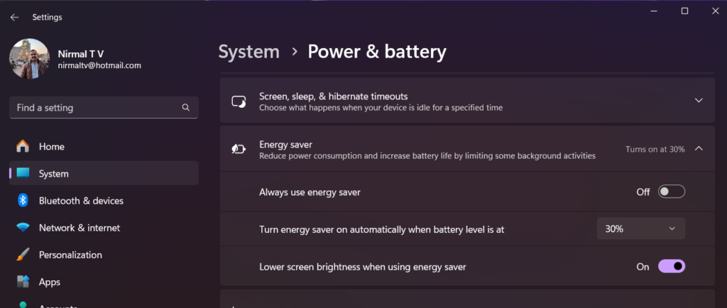 Use Energy Saver on Windows 11