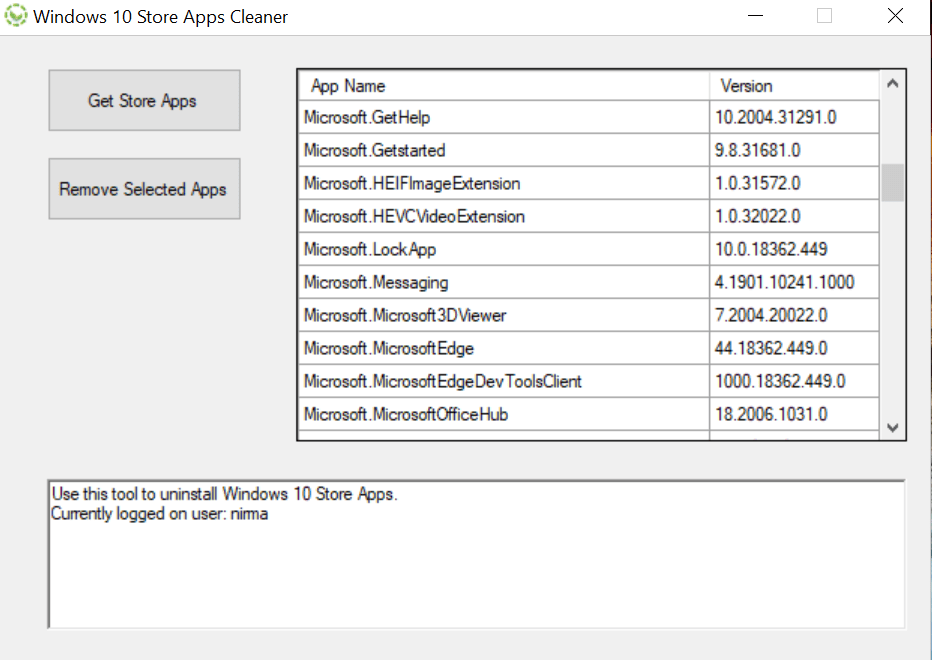Uninstall Windows 10 Store Apps