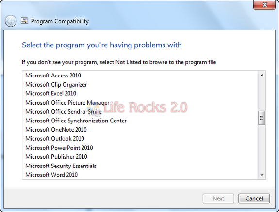 Select application