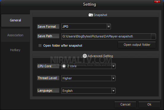 Settings DAPlayer