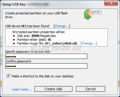 Set up USB key