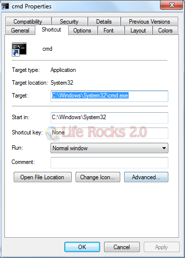 Shortcut properties