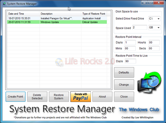 System Restore Manage