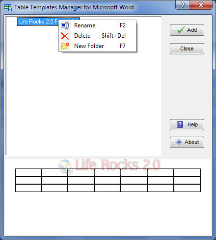 Table template manager