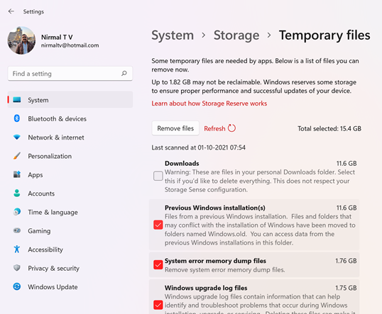 Clean Temporary Files in Windows 11