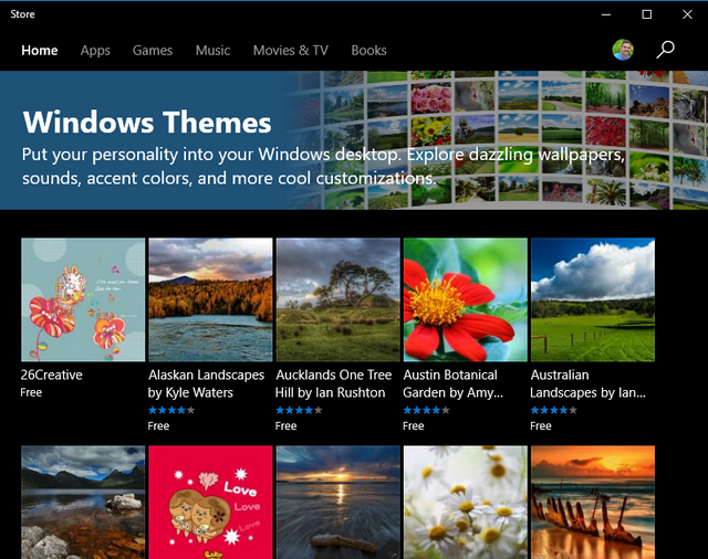 Themes in Windows store