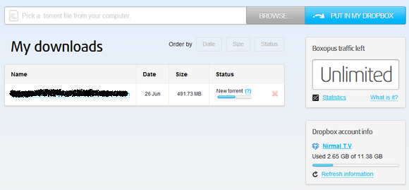 Torrent download to Dropbox