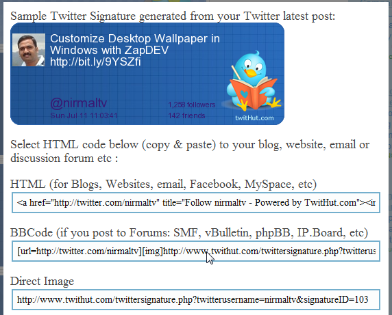 Twitter signature