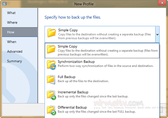 Type of backup