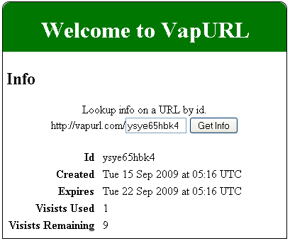 Vap URL Info