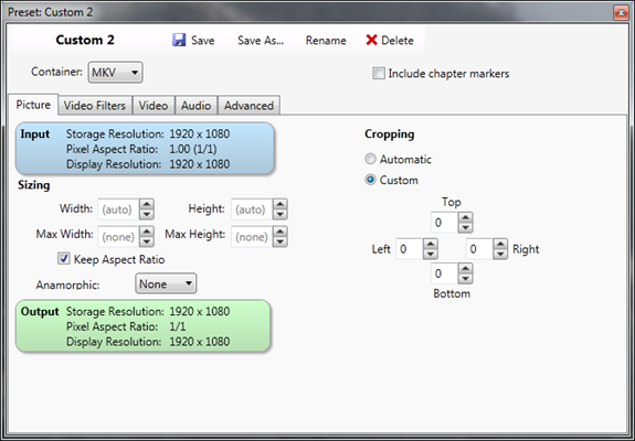 VidCoder options