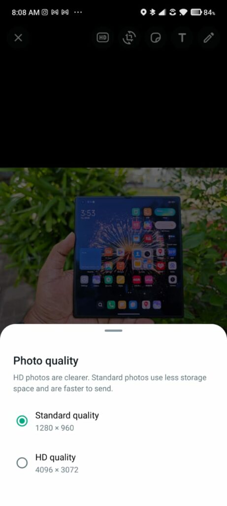 Send HD Photos in WhatsApp