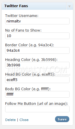 Widget properties