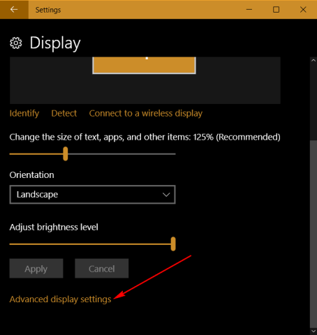 Windows 10 Display settings