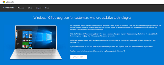 Windows 10 free upgrade