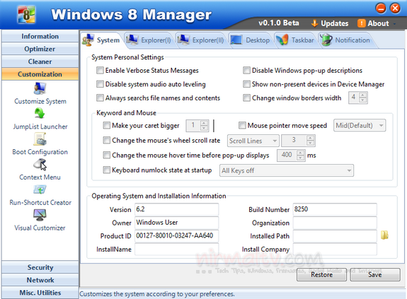 Windows 8 manager