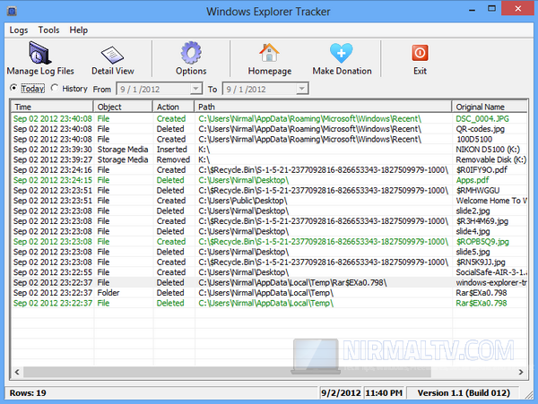 Windows Explorer Tracker