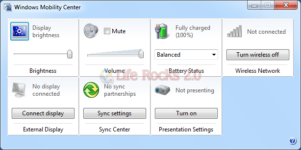 Windows Mobility Center