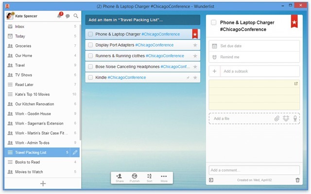 Wunderlist for Windows 7