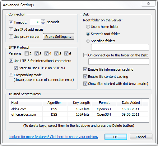 advanced settings