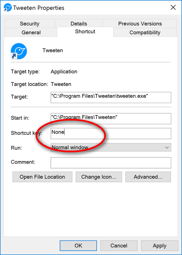 assign shortcut