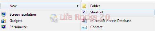 create new shortcut