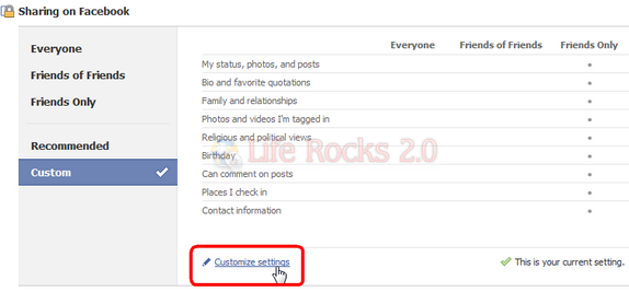 customize settings