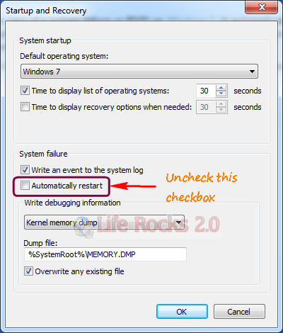 disable automatic restart