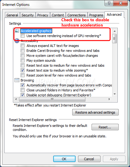 disable hardware acceleration