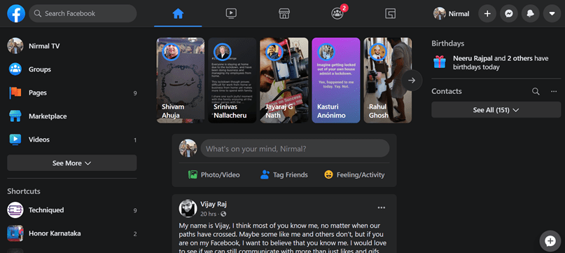 Enable Dark Mode in Facebook